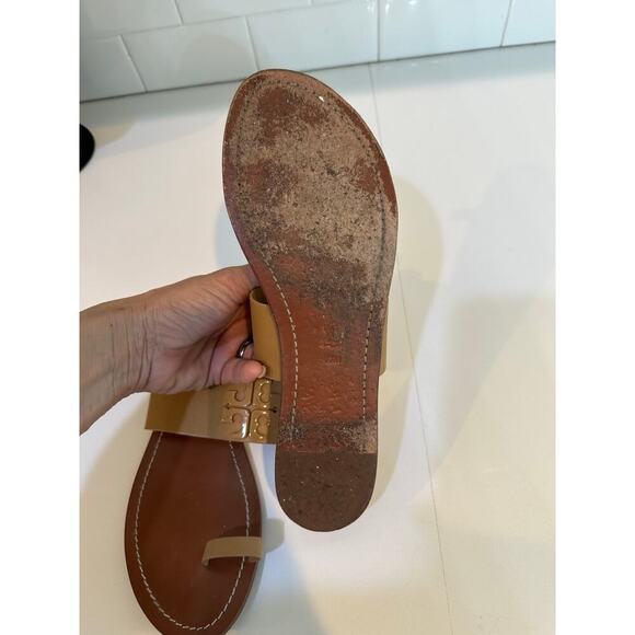 Tory Burch Women's Beige Brown 'Lowell 2' Flat Slide Sandals Size 11 - Picture 5 of 7